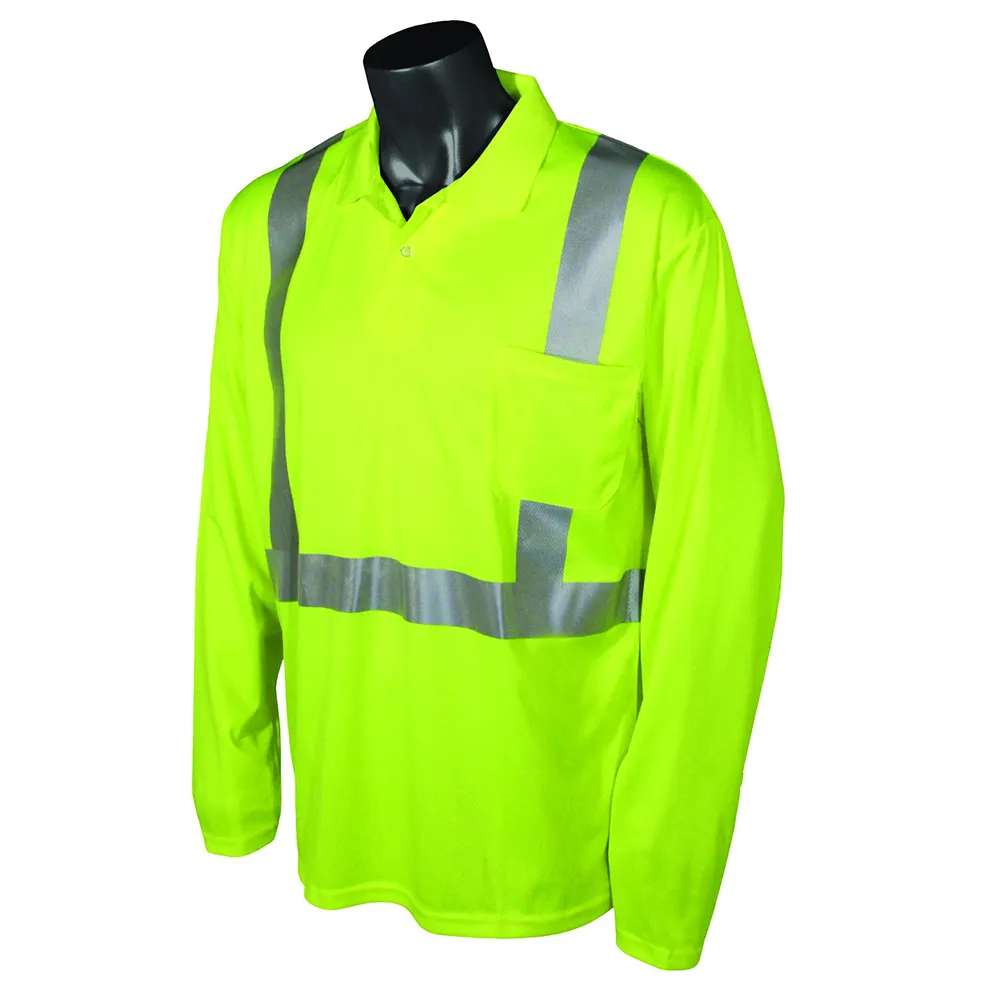 Camicia di sicurezza riflettente ad alta visibilità gialla d'avvertimento della maglia del poliestere del PVC su ordinazione