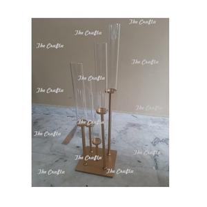 Pièce maîtresse en métal couleur or avec cheminée en verre pièce maîtresse de mariage de taille et de forme personnalisées pour les meilleures ventes - Product Image 1