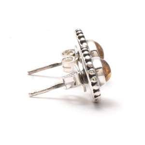 Magnifiques pierres précieuses en oeil de tigre naturel en argent sterling 925 boucles d'oreilles à la mode ensemble de lunette ovale pour les mariages en gros - Product Image 3