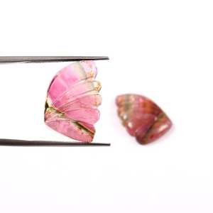 Alas de mariposa talladas a mano, turmalina Natural de arcoíris rara, tamaño 14x21mm, 1 par de 20,60 quilates + AAAA, piedra auténtica y natural - Product Image 1