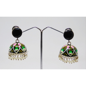 treanding handpainting silver look alike stone stud earings - Product Image 1