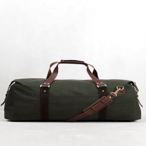 Sac de sport lourd pour voyager en cuir véritable toile de coton et cuir avec fermeture à glissière Style sport pour une utilisation en extérieur - Product Image 5