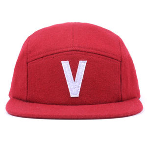 Gorra de béisbol de tela vaquera Melton unisex de 5 paneles al por mayor, ropa informal de tela impermeable de alta calidad, sombrero rojo deportivo para niños - Product Image 1