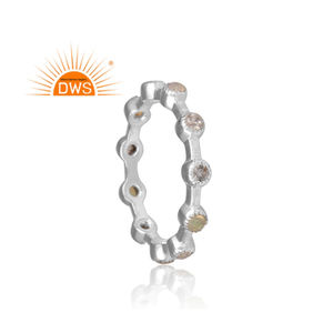 โอปอลเอธิโอเปียและพลอยบุษราคัมสีขาวหกเหลี่ยมออกแบบปรับ925เครื่องประดับแหวนเงินผู้ผลิตเครื่องประดับของขวัญของผู้หญิง - Product Image 4