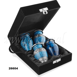 Set of 4 Different Blue Speckled Finish <b>Keepsake</b> Urn with Velvet <b>Box</b> - Product Image 1