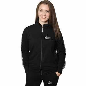 Survêtement pour femmes, en couleur noire, avec fermeture éclair, top décontracté, vente en gros, - Product Image 5