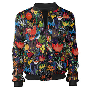 Custom Designed Adult Unisex Bomber <b>Jacket</b> Stand Collar Zipper Closure Sublimated Print Casual Style Waterproof Cotton Windproof - Product Image 3