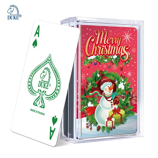 사용자 정의 디자인 크리스마스 컬러 인쇄 방수 포커 선물 카드 놀이