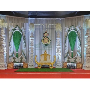เวทีงานแต่งงานแบบมันดาปสไตล์อินเดียใต้ ทำจากไฟเบอร์กลาส ระดับมืออาชีพ หรูหรา สีสันปรับแต่งได้ ดีไซน์แบบดั้งเดิมสำหรับงานแต่งงาน - Product Image 1