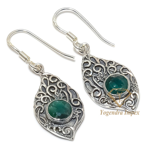Precioso Esmeralda Piedra preciosa 925 Plata de ley sólida Pendientes colgantes finos Joyería de moda para bodas Fiestas y regalos - Product Image 1