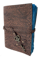Carnet de notes en cuir véritable antique, Journal des Ombres, unisexe, neuf, bleu, papier non ligné à bords festonnés, 100 pages vierges