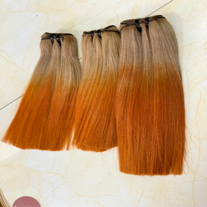 Para mechones de cabello Ombre Super Double Drawn 100% Natural Virgin Cutícula alineada Extensiones rectas a granel Estilo de onda sin procesar - Product Image 4