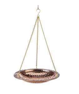 Bain d'oiseau suspendu en cuivre massif pour décor de jardin - Product Image 1