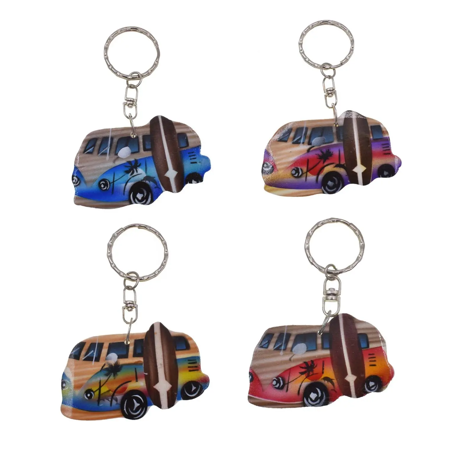 Hot Sale Wooden Car Shaped Keychain Handmade Wooden Airbrush Key ring Custom Logo Wood Keychains