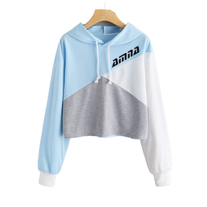 Sudadera corta con capucha para mujer, de calidad superior, Color gris, con orejas de gato, a la venta - Product Image 3