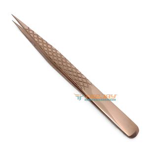 Pince à épiler TEEJAY Plasma Rose Gold à pointe droite, avec grip diamanté, en acier inoxydable, pointe fine et lisse – Précision durable pour les sourcils - Product Image 1