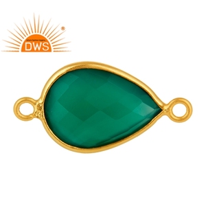 Conector de GEMA de ónix verde, joyería hecha a mano, chapado en oro de 18K, conectores de plata 925, joyería al por mayor - Product Image 2