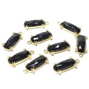 เพทายสีดำนิลสีขาวรูปสี่เหลี่ยมผืนผ้า925เงินสเตอร์ลิงฝาจี้ชุบทองทำมือทำเครื่องประดับ - Product Image 4