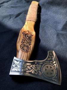 Hacha Tomahawk de Acero al Carbono MDM Hecha a Mano con Mango de Madera de Fresno, Hacha Táctica Vikinga para Supervivencia y Camping, 18 Pulgadas, Dureza 58-60 - Product Image 3