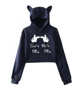 Dernier modèle de sweat à capuche court pour femmes grande taille, streetwear d'hiver, 100% coton, molleton gris, anti-froissement, anti-rétrécissement, tricoté, écologique - Product Image 2