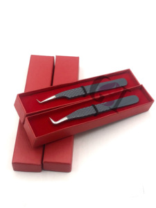 Pinzas de extensión de pestañas de acero inoxidable con revestimiento de polvo gris de 90 grados, instrumentos de belleza con logotipo personalizado - Product Image 6