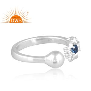 Anillo ajustable de piedras preciosas de Topacio Azul Londres Natural de plata de ley fina, joyería para mujer, regalo para ella - Product Image 3