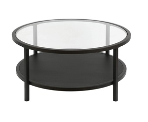 2 Tier <b>Round</b> <b>Coffee</b> <b>Table</b> Toughened Glass Top and Frame <b>Black</b> Powder Coated Modern Center/<b>Coffee</b> <b>Table</b> Versatile Stylish <b>Table</b> - Product Image 1