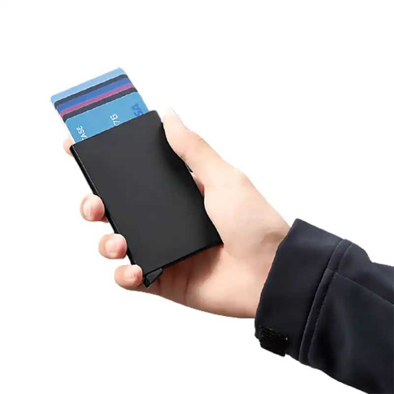 2023 Aluminum Alloy RFID Business Metal Credit Pop Up Card Holder Wallet