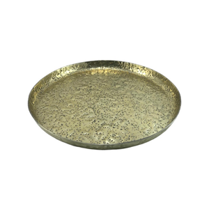 QAMAR OVERSEAS Bandeja de Servicio Redonda de Metal Repujado, Elegante y Hecha a Mano, para Uso Doméstico y en Restaurantes/Catering, Tamaño Personalizado - Product Image 1