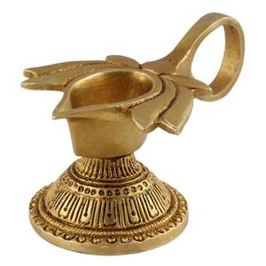 Lámpara de aceite hecha a mano en forma de loto de latón dorado antiguo, decoración profunda de Diya Diwali, BOL-300 - Product Image 1
