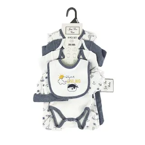 High Quality 100% Cotton Layette Kids Baby Boy Clothes 8 PCS Set with Pirate Polar Bear Pattern