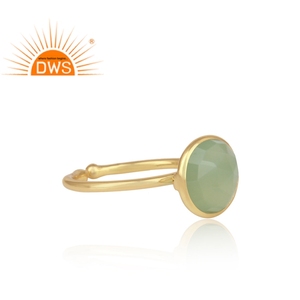 Bijoux bague en pierre précieuse de calcédoine, anneau rond, naturel, plaqué or 925, fait à la main, nouvelle collection - Product Image 3