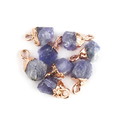 Bán Buôn Finding Đồ Trang Sức Thô Tự Nhiên Tanzanite Kết Nối 24K Rose Gold Electroplated Làm Kết Nối Trang Sức