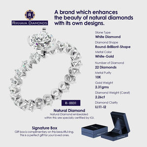 แหวนโซลิแทร์ทองคำขาว10K ความบริสุทธิ์ของโลหะสูงพร้อมเพชรธรรมชาติแท้ดีไซน์ล่าสุด - Product Image 3