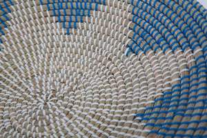 Decorative Seagrass <b>Basket</b>/Plate Blue and White Flower - Product Image 3