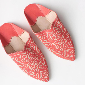 Paleo Chic Luxury Ladies Flat Shoes Women's Babouche <b>Indoor</b> <b>Outdoor</b> Light Weight Anti-Odor Hard-Wearing Coral Moroccan Leather - Product Image 2