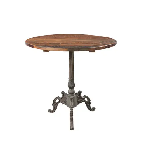 Table basse industrielle en fonte de style européen avec dessus en bois d'acacia produit en vrac fait main personnalisé