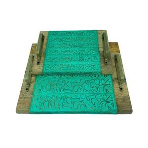 ถาดไม้สำหรับเสิร์ฟขนมอิสลามพร้อมที่จับโลหะสำหรับบ้านและโรงแรมดีไซน์ล่าสุด - Product Image 6