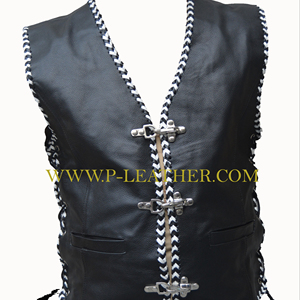 Chaleco de cuero genuino para motorista, de cuero grueso, para moto - Product Image 1