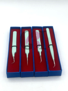 Professionnel 45 & 90 degrés Seaglass poudre revêtement extension de cils pince à épiler pointe argentée outil de beauté en acier inoxydable - Product Image 2