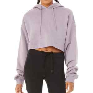 Customize Logo Wholesale Cropped Top <b>Hoodies</b> For woman Soft Fashion Casual Wear Half Ladies <b>Hoodies</b> - Product Image 2