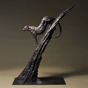 Statue de guépard <span class=keywords><strong>en</strong></span> résine <span class=keywords><strong>en</strong></span> Bronze, <span class=keywords><strong>décoration</strong></span> d'intérieur, 1 pièce, Sculpture de guépard - Product Image 4