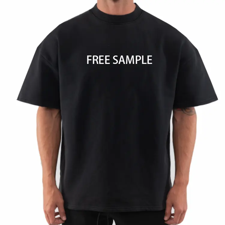 Camisetas de gran tamaño para hombre, camisas masculinas de 100% algodón en blanco, de alta calidad, gruesas y con hombro descubierto, con logotipo personalizado, 240gsm