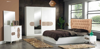 Petunya Holz-Schlafzimmer-Set Luxuriöses Modernes Design Massivholz Apartment- & Hotelmöbel Stauraum Beleuchtetes Kopfteil Günstiger Preis