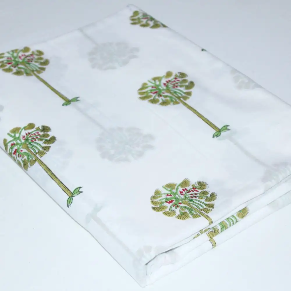 Мягкая хлопчатобумажная ткань для платья, натуральная окрашенная вручную ткань с принтом зеленой пальмы