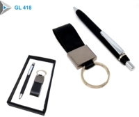 Ensemble cadeau stylo et porte-clés en métal de qualité supérieure avec boîte en cuir, logo personnalisé, cadeau d'affaires unisexe pour les employés de bureau