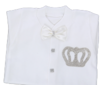 Ensemble de 4 barboteuses blanches pour bébé en gros, 100 % coton tricoté, manches longues, personnalisable, de haute qualité, moderne, printemps, bouton - Product Image 5