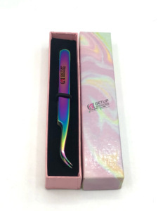 Pince à épiler d'extension de cils incurvés Plasma arc-en-ciel en acier inoxydable de meilleure qualité avec logo personnalisé Beaux instruments de beauté - Product Image 5