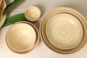 Natural Color Coiled <b>Bamboo</b> <b>Bowl</b> and Lacquerware Vietnam - Product Image 2
