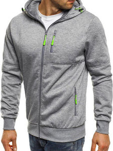 Sudadera con capucha y cremallera para hombre, chaqueta con forro polar personalizable, manga Regular, talla grande, Color sólido - Product Image 6